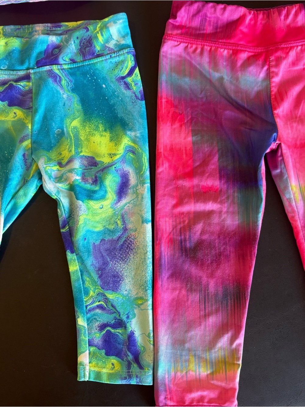 Under Armour & Nike Girls' 18 mo. Leggings in Teal/Yellow Swirl & Hot Pink Ombre